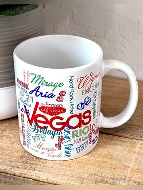 Las Vegas Casino Hotels Coffee Mug White Ceramic Strip Souvenir Collector Cup